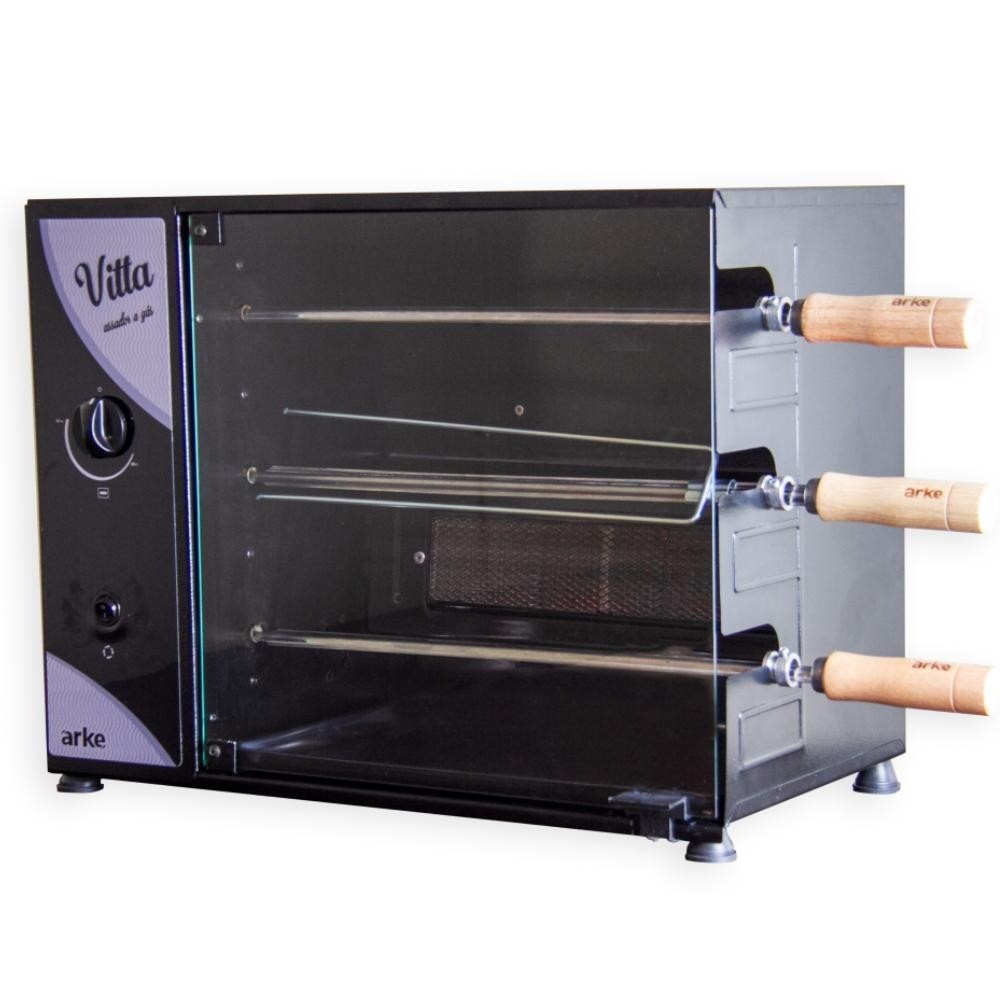 Churrasqueira a Gás Rotativa Arke Vitta 3 Espetos Preto GN 220V - Oferta na Shopee