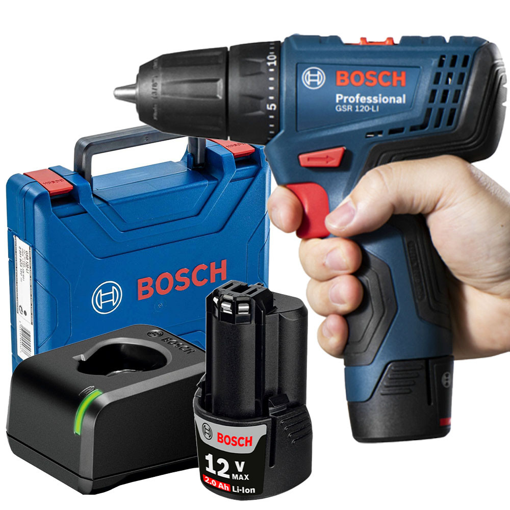 Parafusadeira/Furadeira 12V Bosch Profissional GSR 120LI 30 Nm 2 Ah ECP 2 Velocidades LED e Maleta - Oferta na Shopee
