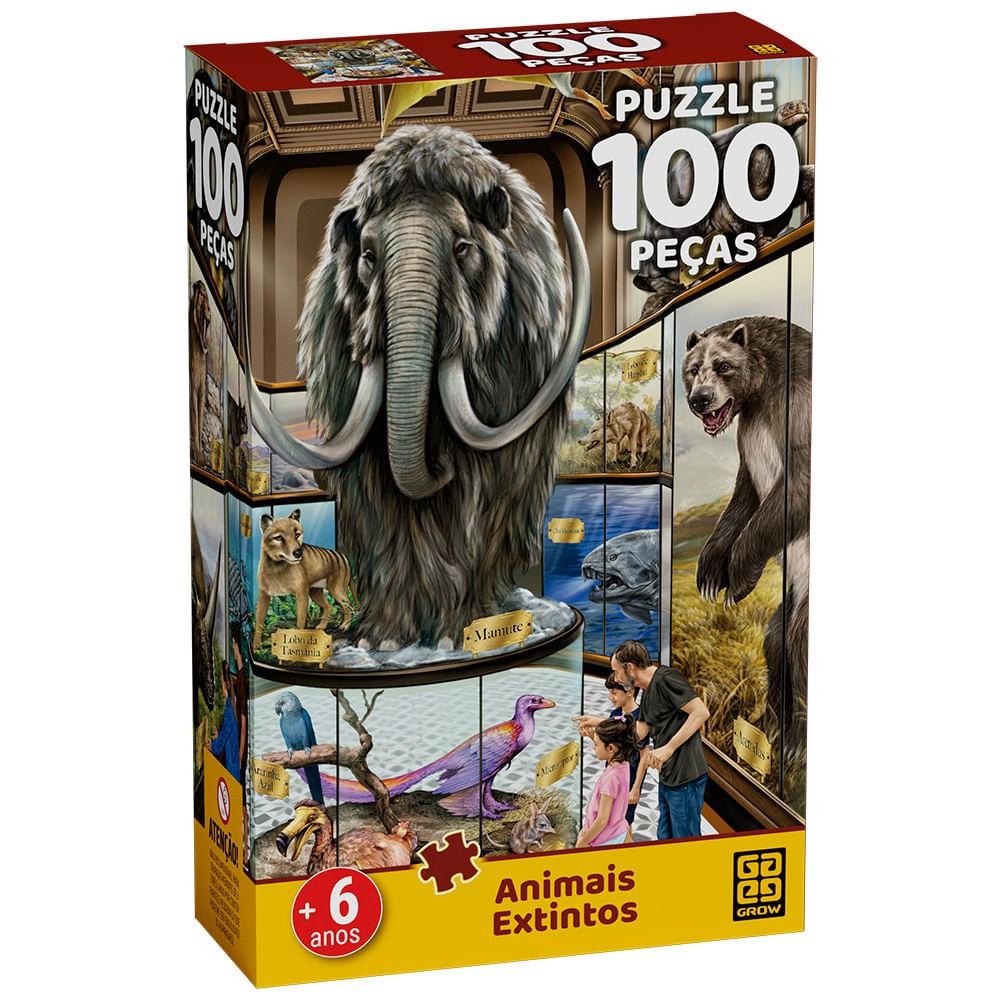 Quebra-cabeça 100 peças Animais Extintos Quebra-cabeça 100 peças Animais Extintos - Oferta na Shopee