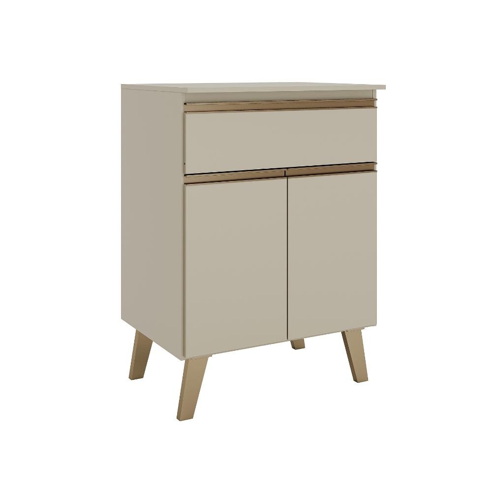 Balcão 600 Atlanta Carraro Amêndoa 2 Portas 1 Gaveta - Oferta na Shopee