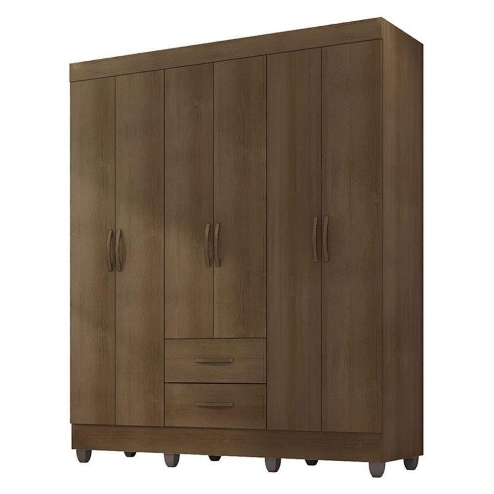Guarda Roupa Casal Lite 6 Portas Carvalho Oak - Móveis Leão Guarda Roupa Casal Lite 6 Portas Carvalho Oak - Móveis Leão - Oferta na Shopee