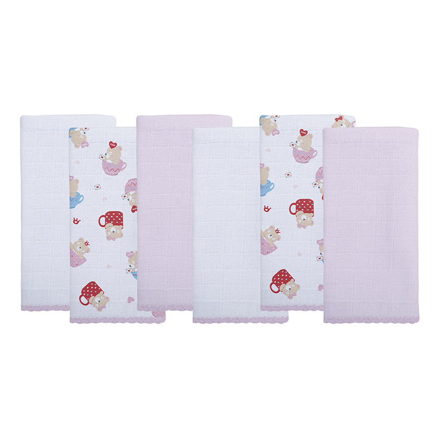 Kit Pano De Boca Incomfral 06 Peças Estampa Ursa - Oferta na Shopee