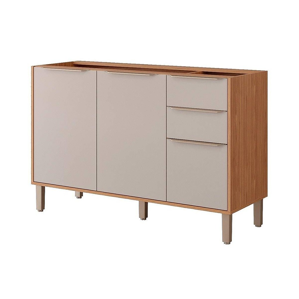 Balcão de Cozinha Modulado Esplêndida 3 Portas e 2 Gavetas s/Tampo 120cm Freijo/Off White - MGM Balcão de Cozinha Modulado Esplêndida 3 Portas e 2 Gavetas s/Tampo 120cm Freijo/Off White - MGM - Oferta na Shopee
