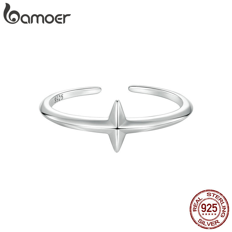 Bamoer 925 Sterling Sliver Ring Anel De Fita Cruz Ajustável Design De Jóias De Moda Presentes Para Mulheres - Oferta na Shopee