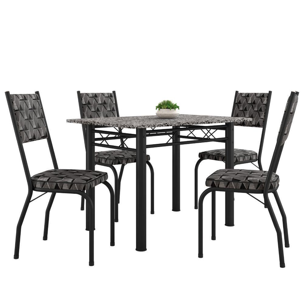 Conjunto Sala de Jantar Mesa Tampo Granito 1,20m 4 Cadeiras Conjunto Sala de Jantar Mesa Tampo Granito 1
