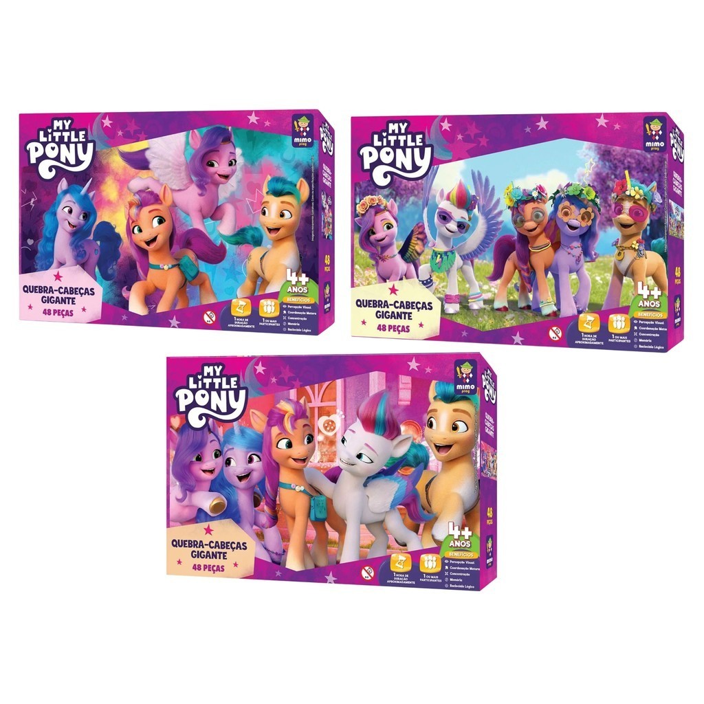 Quebra Cabeça Jogo Infantil 48 Peças Gigantes My Little Pony Mimo Toys Brinquedo Criança Presente - Oferta na Shopee