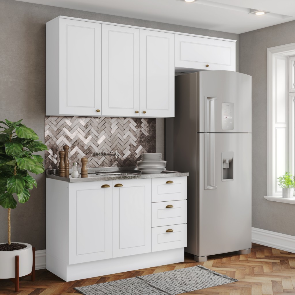 Cozinha Compacta 3 Peças 100% Mdf Americana Branco - Henn Cozinha Compacta 3 Peças 100% Mdf Americana Branco - Henn - Oferta na Shopee
