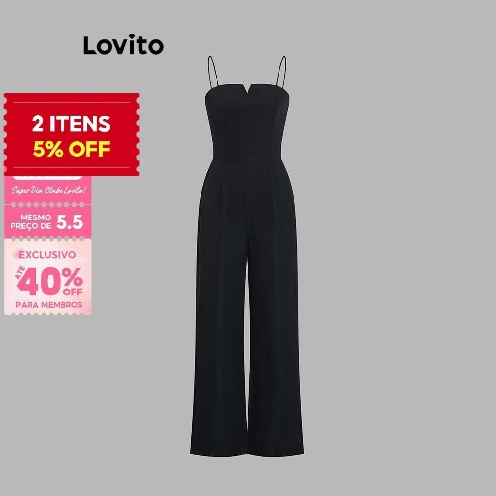 (Trendy) Lovito Macacão Casual Macacão Básico Liso Para Mulheres L105MD126 - Oferta na Shopee