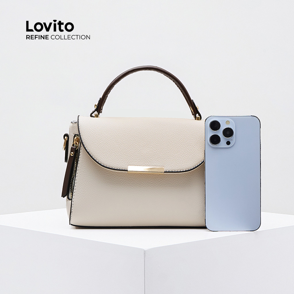 (Trendy) (Lovito Refine) Casual liso pequeno quadrado Bolsa feminina LFAR9075 - Oferta na Shopee