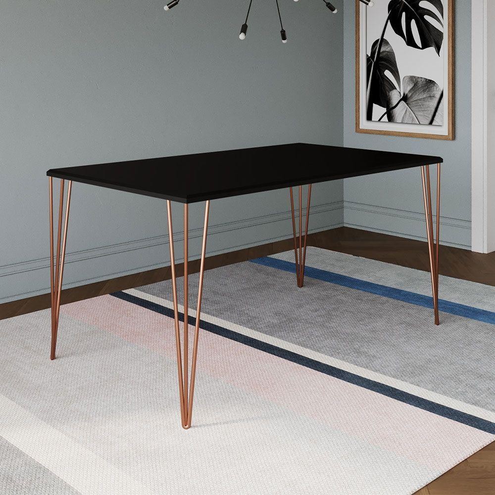 Mesa de Jantar Elen 140x80cm Tampo Preto com Base Cobre Mesa de Jantar Elen 140x80cm Tampo Preto com Base Cobre - Oferta na Shopee