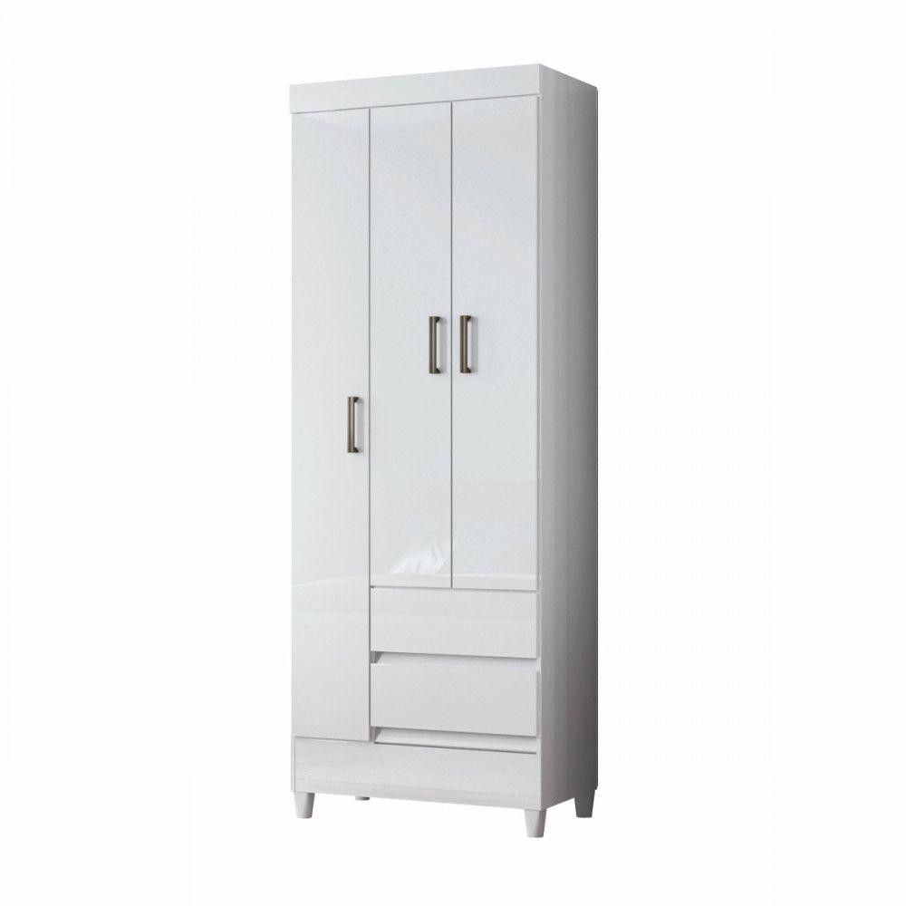 Guarda Roupa Solteiro Com Pés 3 Portas 2 Gavetas Branco New Branco Guarda Roupa Solteiro Com Pés 3 Portas 2 Gavetas Branco New Branco - Oferta na Shopee