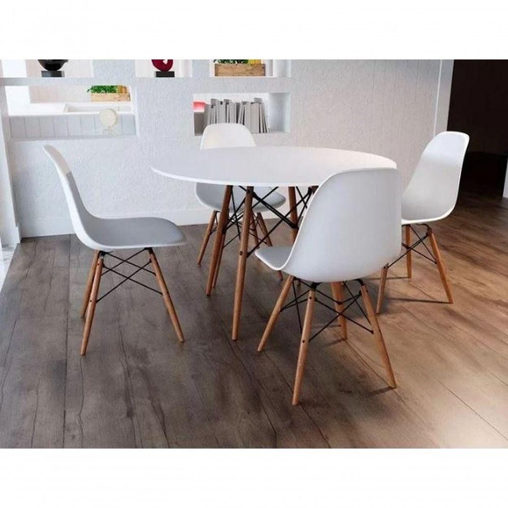 Conjunto Mesa De Jantar Eiffel 90cm 4 Cadeiras Branca Conjunto Mesa De Jantar Eiffel 90cm 4 Cadeiras Branca - Oferta na Shopee