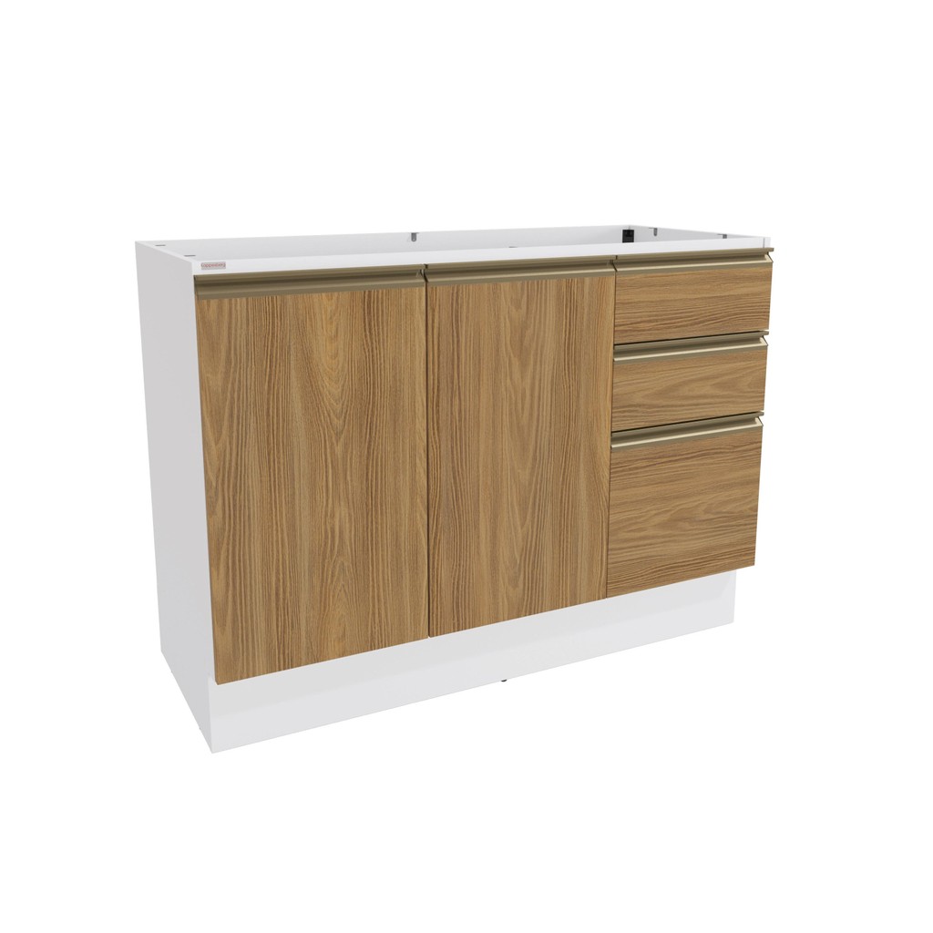 Balcão de Pia Celeste Kappesberg 100% MDF 2 Portas 3 Gavetas Branco/Nogueira 120cm Balcão de Pia Celeste Kappesberg 100% MDF 2 Portas 3 Gavetas Branco/Nogueira 120cm - Oferta na Shopee