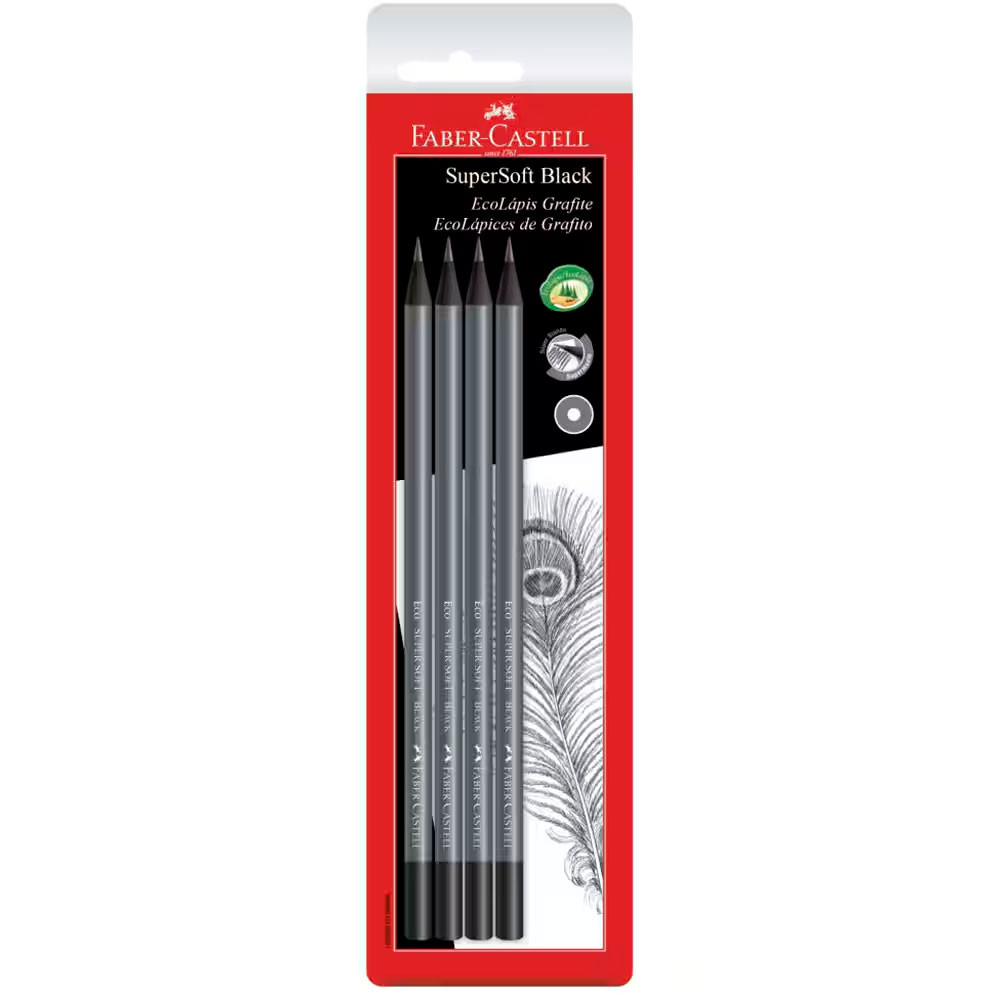 Lápis preto Supersoft SM/907SOFT com 4 unidades Faber-Castell Lápis preto Supersoft SM/907SOFT com 4 unidades Faber-Castell - Oferta na Shopee