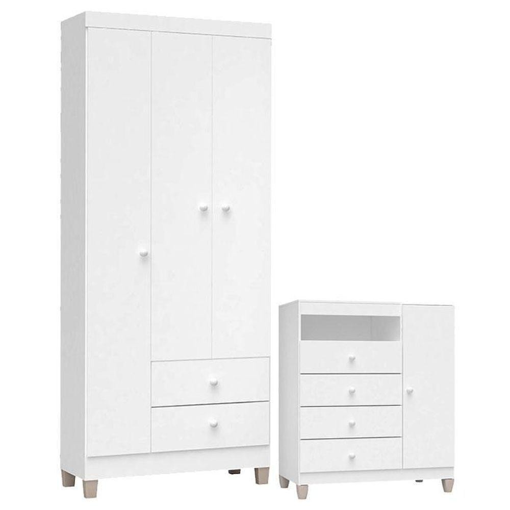 Cômoda E Guarda Roupa 3 Portas Ternura Baby Branco Flex – Incorplac Cômoda E Guarda Roupa 3 Portas Ternura Baby Branco Flex – Incorplac - Oferta na Shopee