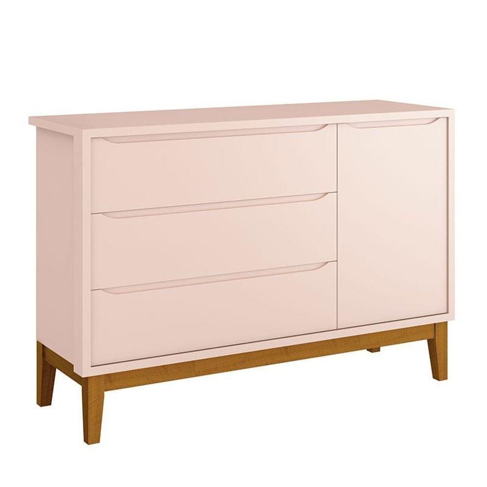 Cômoda Infantil New Classic Rosa Com Pés Madeira - Reller Cômoda Infantil New Classic Rosa Com Pés Madeira - Reller - Oferta na Shopee