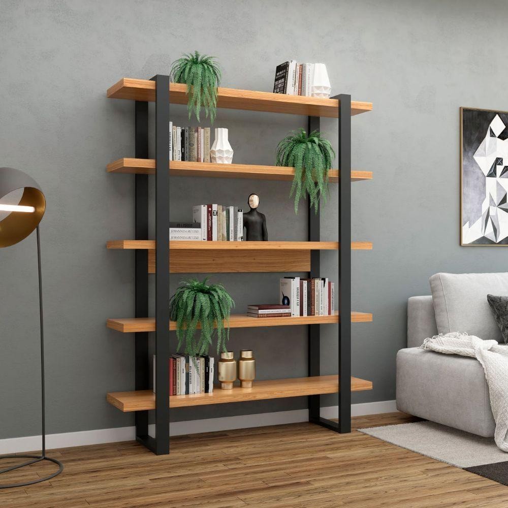 Estante Para Livros 5 Prateleiras Em Mdf Freijó/preto Fosco 135 X 29 X 175 Cm F10 Dalla Costa Estante Para Livros 5 Prateleiras Em Mdf Freijó/preto Fosco 135 X 29 X 175 Cm F10 Dalla Costa - Oferta na Shopee