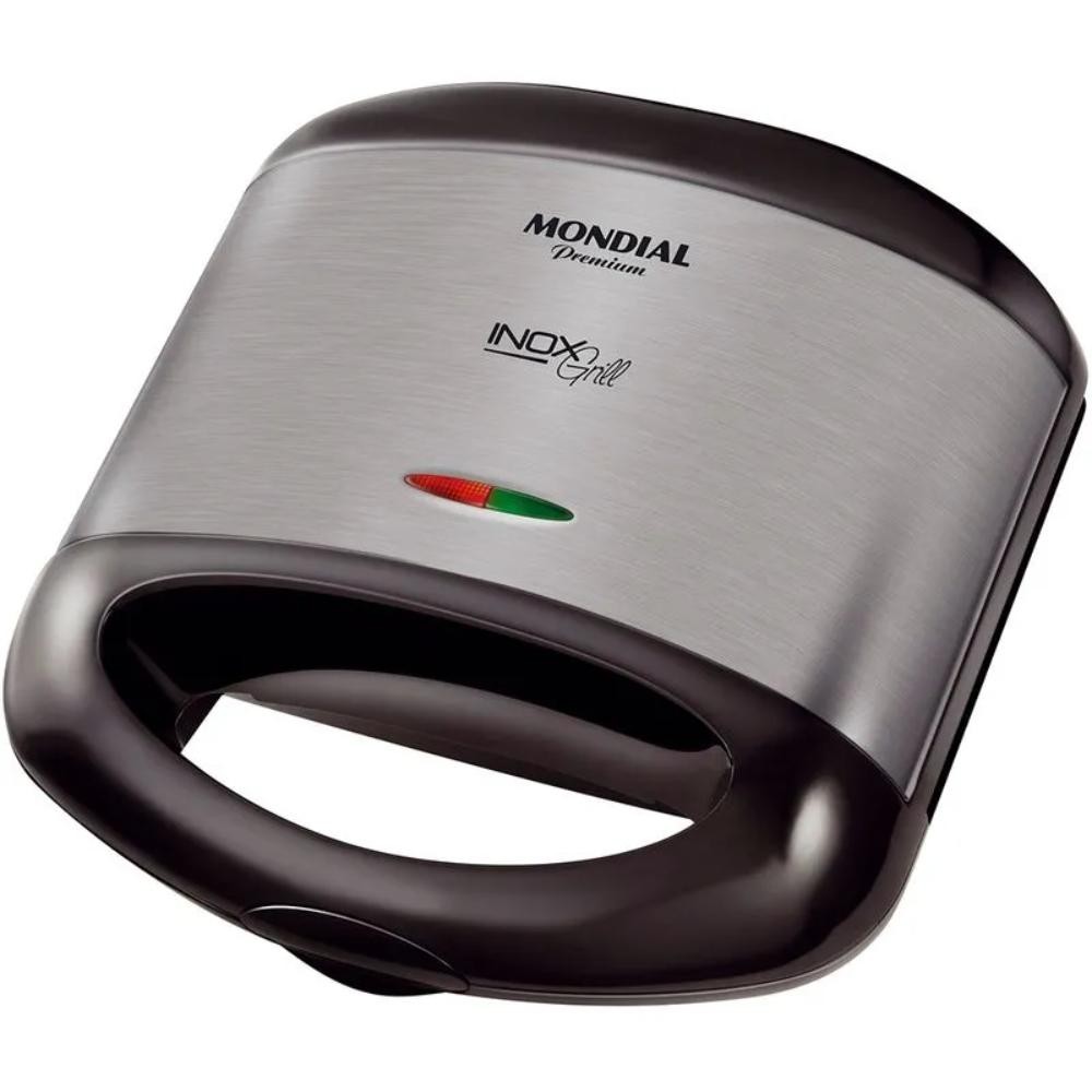 Sanduicheira e Grill Mondial Premium 2 em 1 Revestimento Antiaderente Preto/Inox 127V - S-07 - Oferta na Shopee