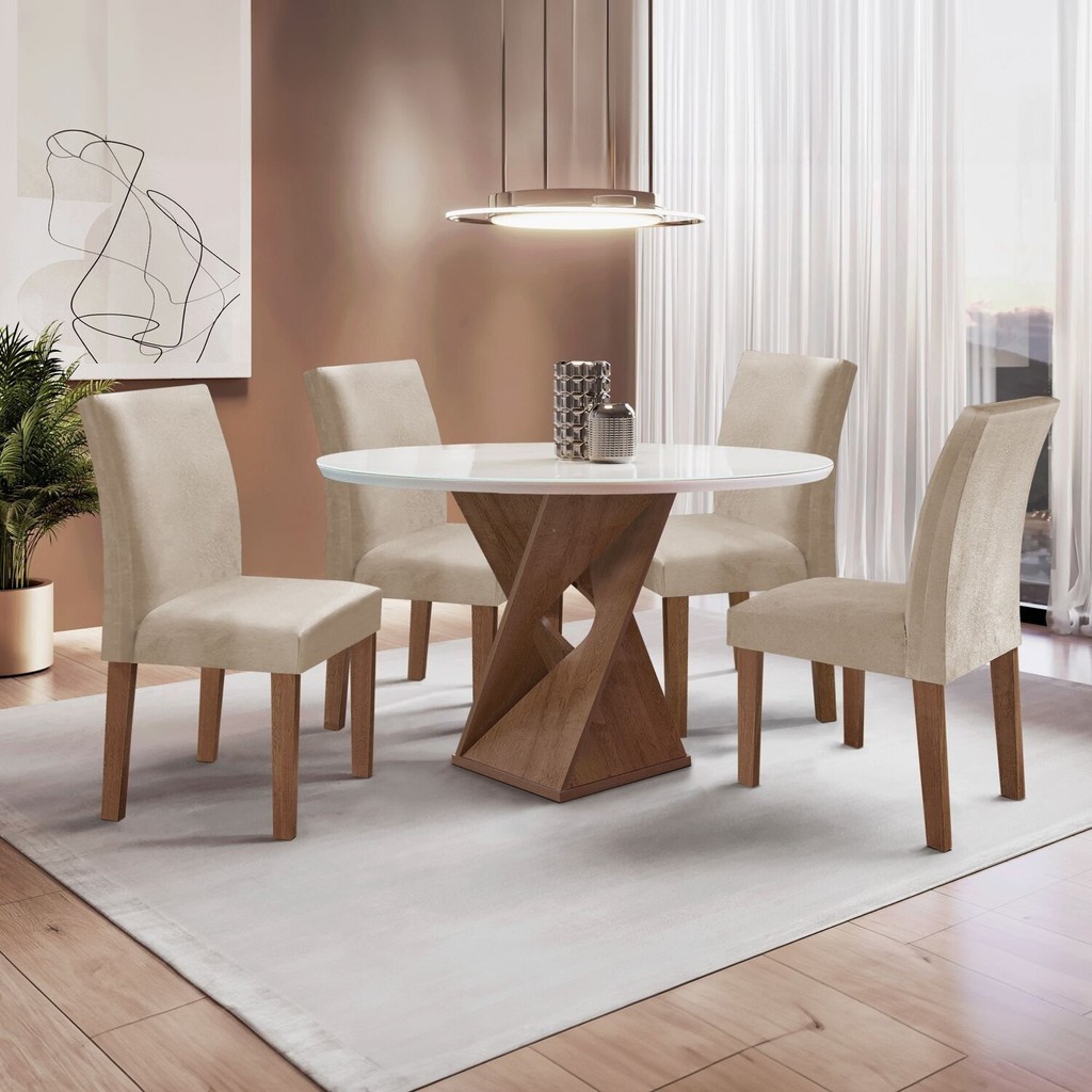 Conjunto Mesa Barcelona 100cmx100cm 4 Cadeiras Espanha Tampo Slim Plus Redondo Vidro Yescasa Chocolate/Off White/Veludo Conjunto Mesa Barcelona 100cmx100cm 4 Cadeiras Espanha Tampo Slim Plus Redondo Vidro Yescasa Chocolate/Off White/Veludo - Oferta na Shopee