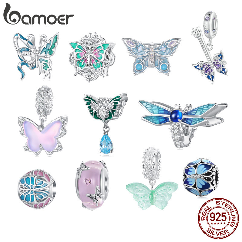 Bamoer 925 Sterling Silver Charms Delicado Pingente Borboleta Acessórios De Moda Aniversário SCC2659 - Oferta na Shopee