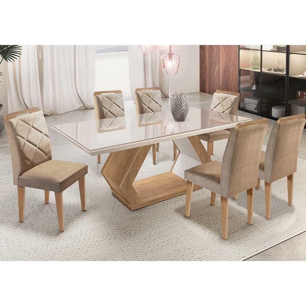Mesa Alvorada 180 Tp Mdf Vidro Canto Reto 6 Cadeiras Mesa Alvorada 180 Tp Mdf Vidro Canto Reto 6 Cadeiras - Oferta na Shopee