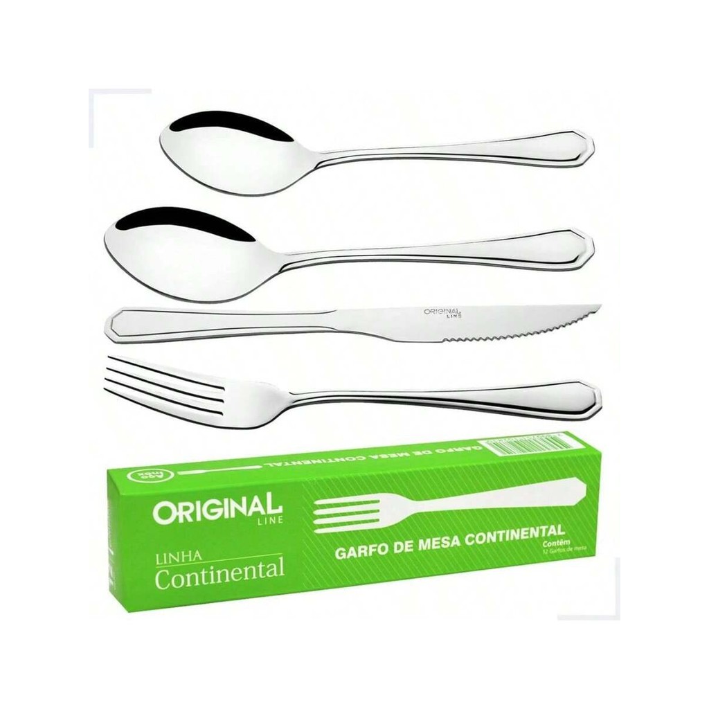 Jogo Garfo Faca Colher Inox 48 Peças Garfo Faca Colher Restaurante Bufffet Premium Original Line - Oferta na Shopee