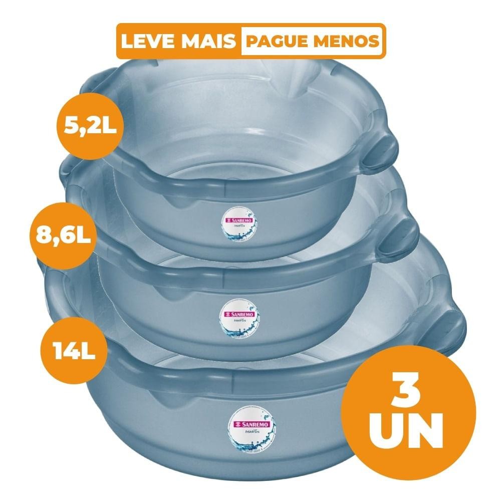 Kit 3 Bacias Plásticas Azul Tamanhos Variados Hydrus Sanremo Kit 3 Bacias Plásticas Azul Tamanhos Variados Hydrus Sanremo - Oferta na Shopee