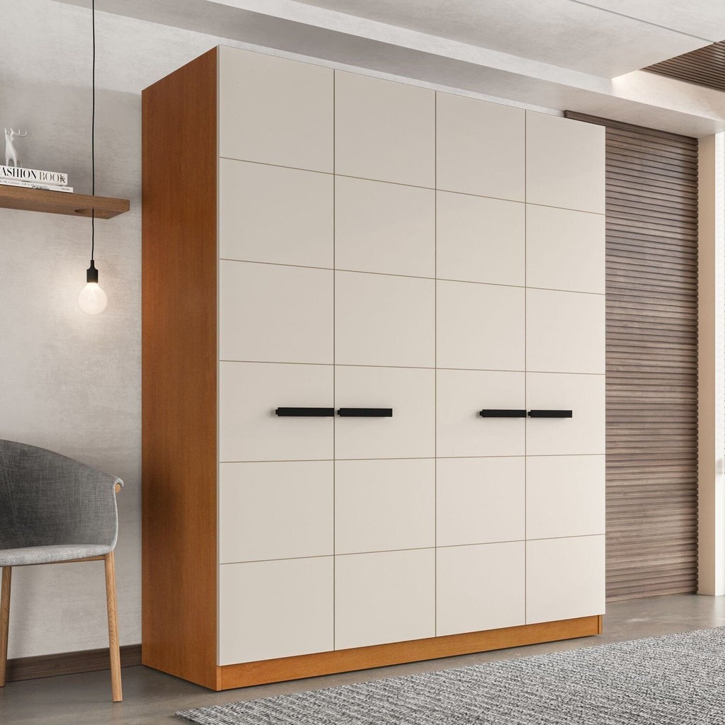 Guarda Roupa 4 Portas 4 Gavetas Lisboa Freijó/Creme Guarda Roupa 4 Portas 4 Gavetas Lisboa Freijó/Creme - Oferta na Shopee