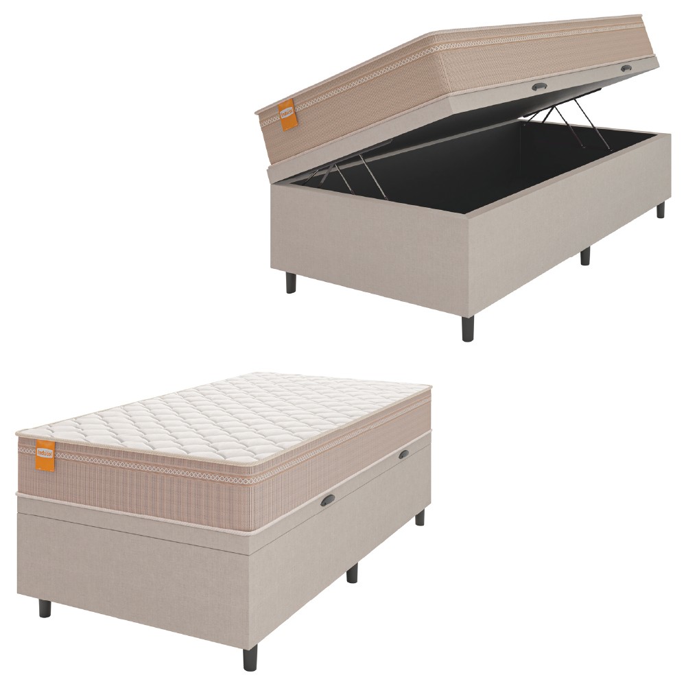 Cama Box Baú Solteiro Colchão Molas Qatar 88x188x63cm Bege/Branco Inducol - Suporta Até 200 Kg Por Pessoa Cama Box Baú Solteiro Colchão Molas Qatar 88x188x63cm Bege/Branco Inducol - Suporta Até 200 Kg Por Pessoa - Oferta na Shopee