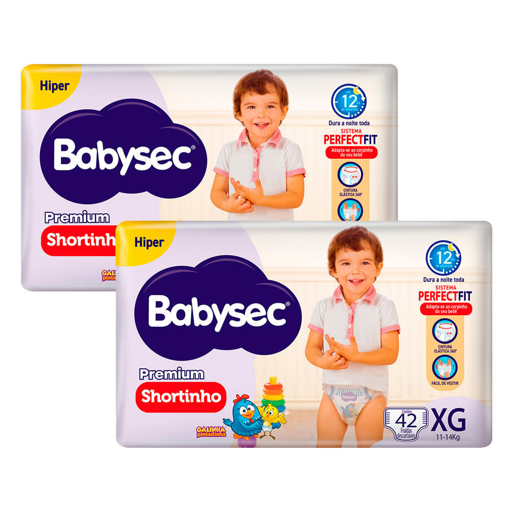Kit 2 Fralda Shortinho Babysec Premium Tamanho XG com 42 Fraldas Descartáveis - Oferta na Shopee