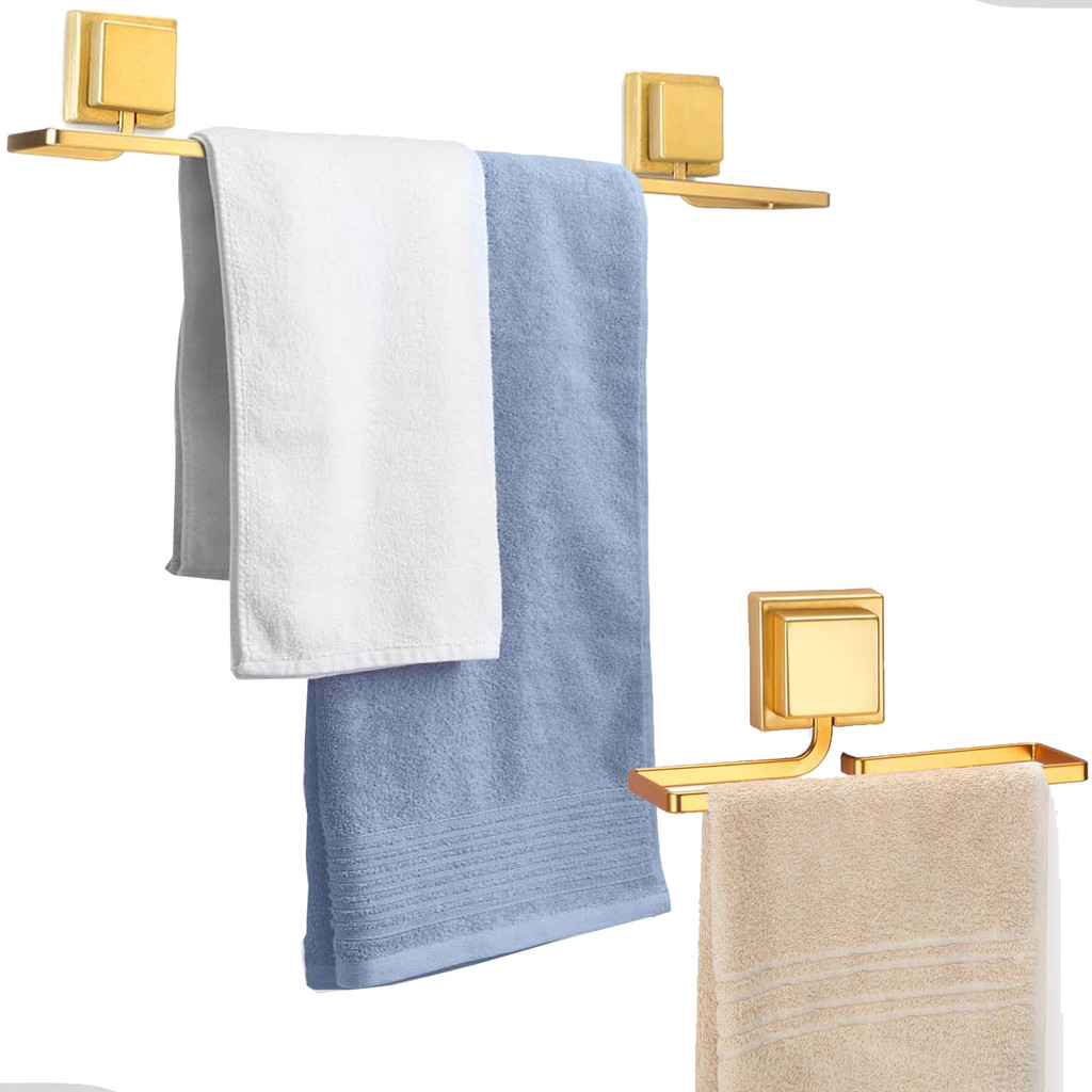 Kit Acessórios Banheiro Porta Toalha Rosto Banho Sem Furo Dupla Face 3M Dourado Arthi - Oferta na Shopee