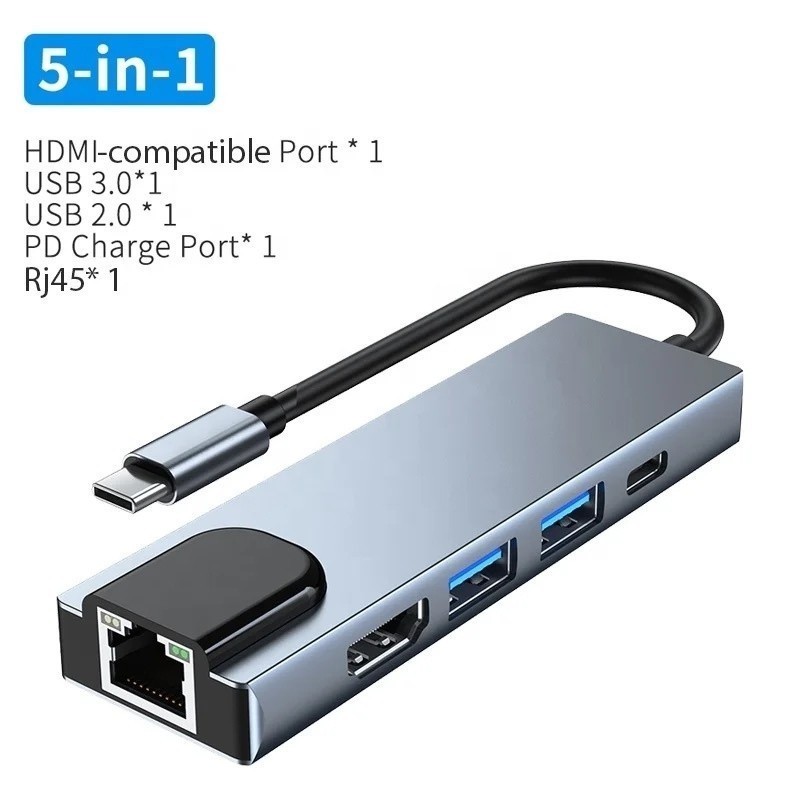 Adaptador Hub Tipo-c 5 In 1 Hdmi