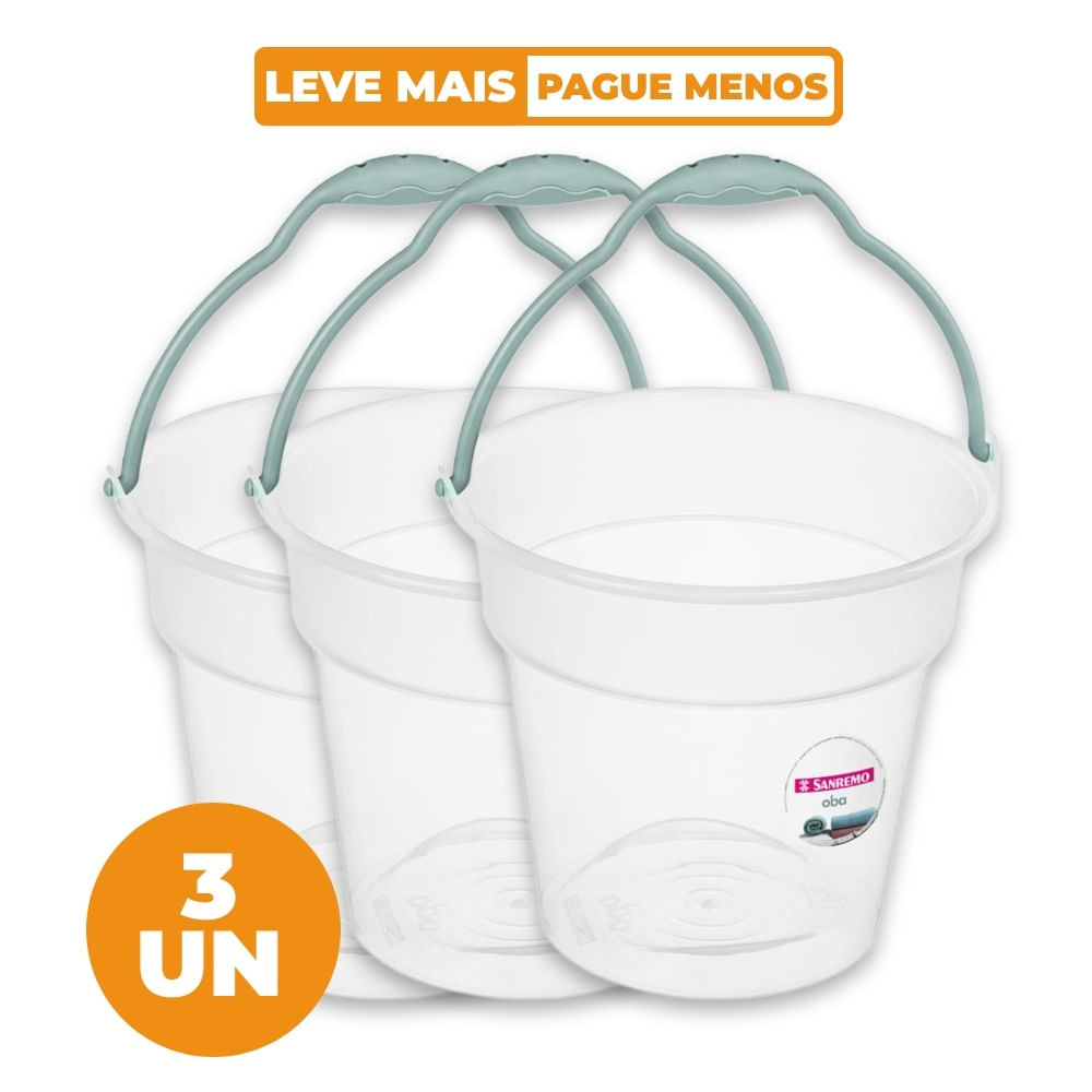 Kit 3 Baldes Plásticos Transparente com Alça 15L Oba Sanremo - Oferta na Shopee