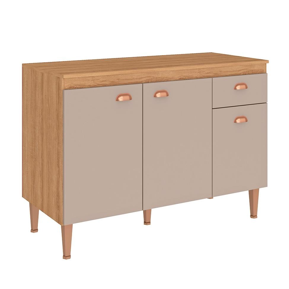 Balcão de Cozinha com Tampo Marti 3 PT 1 GV Mel e Fendi Balcão de Cozinha com Tampo Marti 3 PT 1 GV Mel e Fendi - Oferta na Shopee