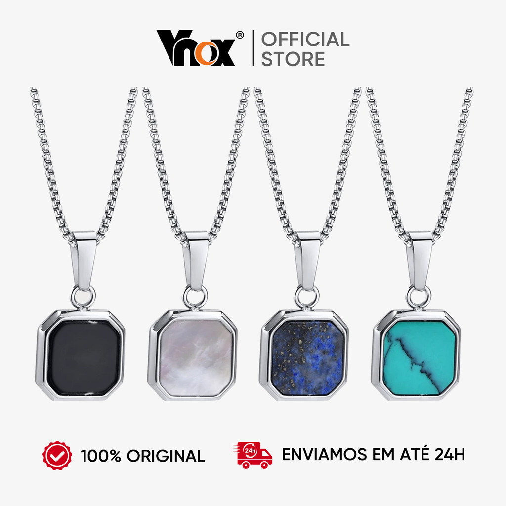 VNOX Colar Masculino Luxo Lápis-Lazúli E Olho De Tigre - Pingente Preto Esmaltado Joias Presente Masculino - Oferta na Shopee