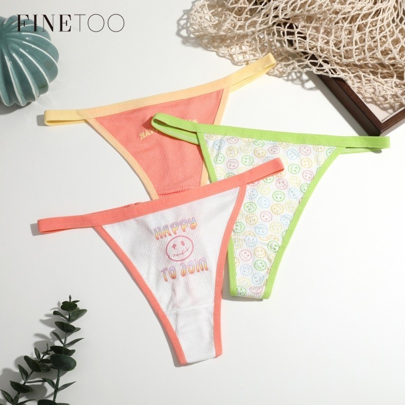 FINETOO Comfort Smile Tangas Para Mulheres Cuecas Confortáveis E Modernas Sexy Roupa Íntima Colorida - Oferta na Shopee