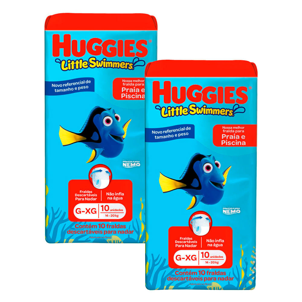 Kit 2 Fralda Huggies Little Swimmers Tamanho G/XG Pacote com 10 Fraldas Descartáveis cada - Oferta na Shopee
