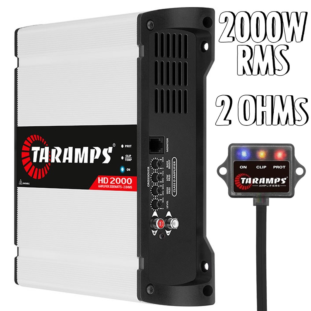 Módulo Amplificador Taramps HD 2000, 1 Canal, 2 Ohms, 2000W RMS para Som Automotivo Módulo Amplificador Taramps HD 2000