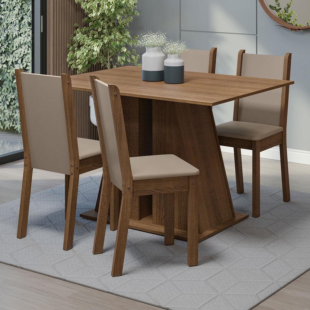 Conjunto Sala de Jantar Mesa Tampo de Madeira 4 Cadeiras Rustic Sophie Madesa Conjunto Sala de Jantar Mesa Tampo de Madeira 4 Cadeiras Rustic Sophie Madesa - Oferta na Shopee