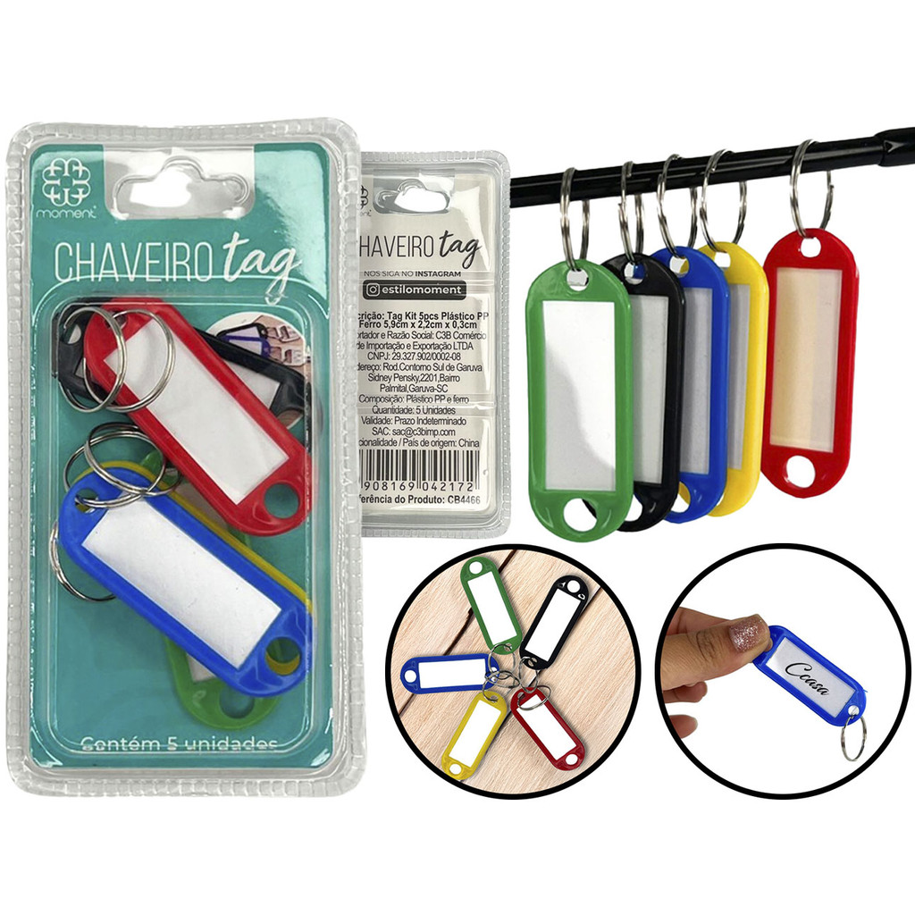 Kit Chaveiros Plásticos Coloridos Tag Etiqueta De Identificação Para Escrever Personalizar 5 Und - Oferta na Shopee
