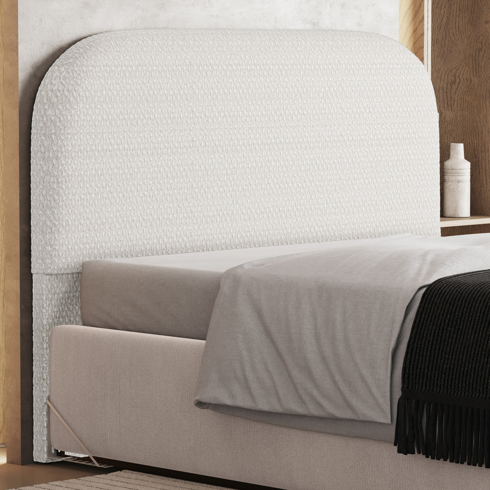 Cabeceira Cama Box Casal 140cm Orgânica Lanna W01 Bouclê Cru - Lyam Decor Cabeceira Cama Box Casal 140cm Orgânica Lanna W01 Bouclê Cru - Lyam Decor - Oferta na Shopee