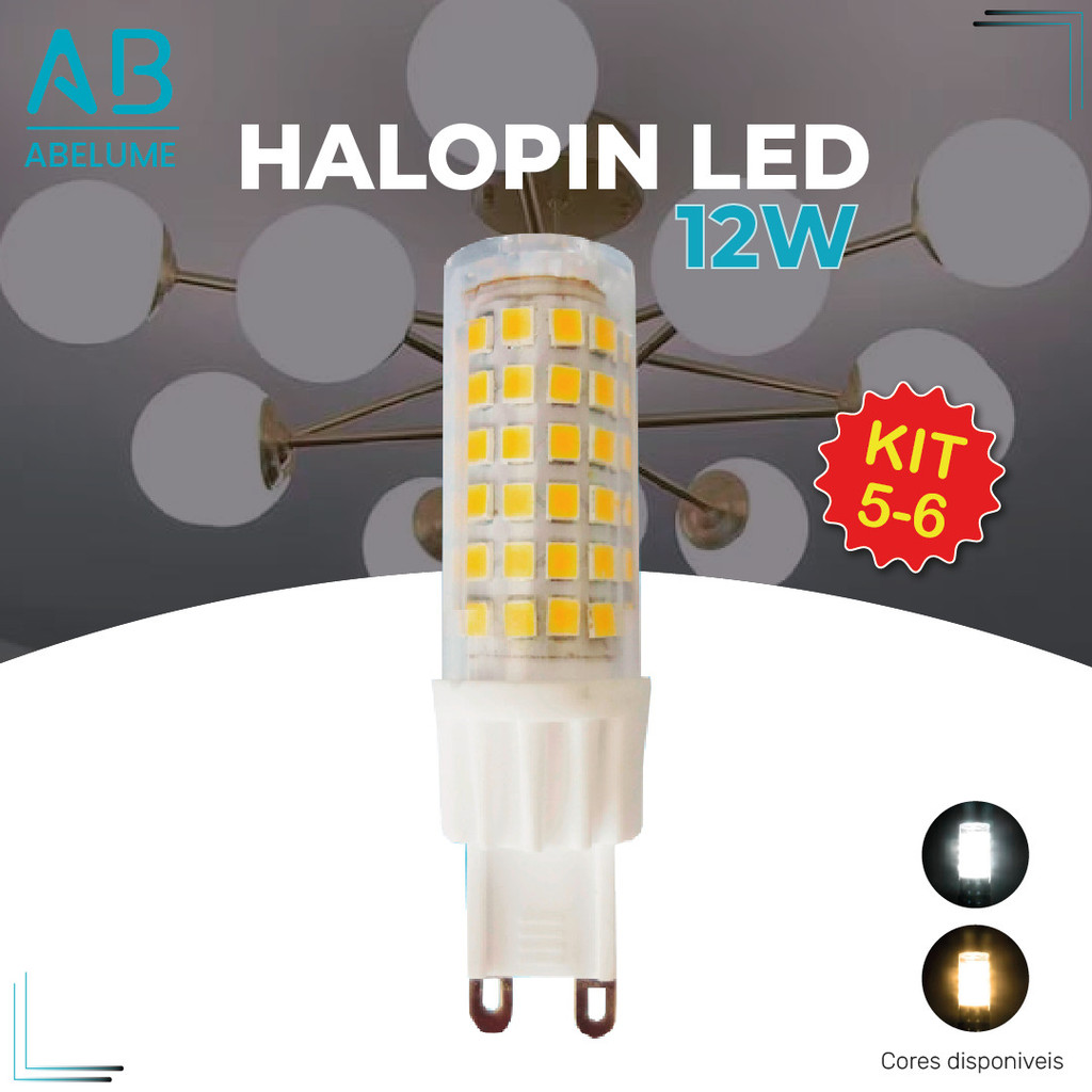 Kit 6 Lâmpada Led 12W G9 Bipino Halopin | Branco Quente 3000K Branco Frio 7000K Bivolt Arandelas - Oferta na Shopee