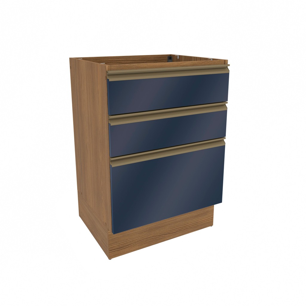Balcão 3 Gavetas Kappesberg Celeste 100% MDF Nogueira/Azul Profundo 60cm Balcão 3 Gavetas Kappesberg Celeste 100% MDF Nogueira/Azul Profundo 60cm - Oferta na Shopee