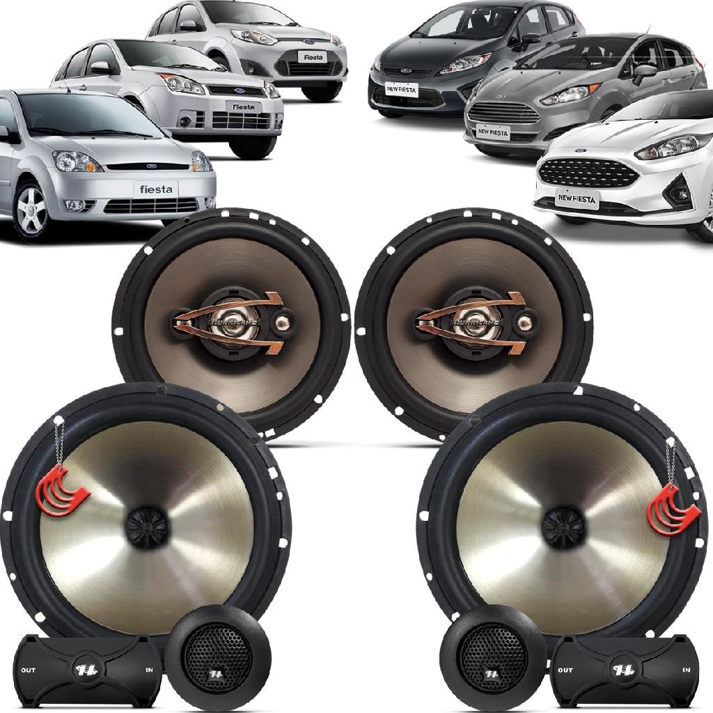 Kit Alto Falantes Dianteiros + Traseiros Ford Fiesta 2003 até 2019 - Hurricane Platino 640w - Oferta na Shopee