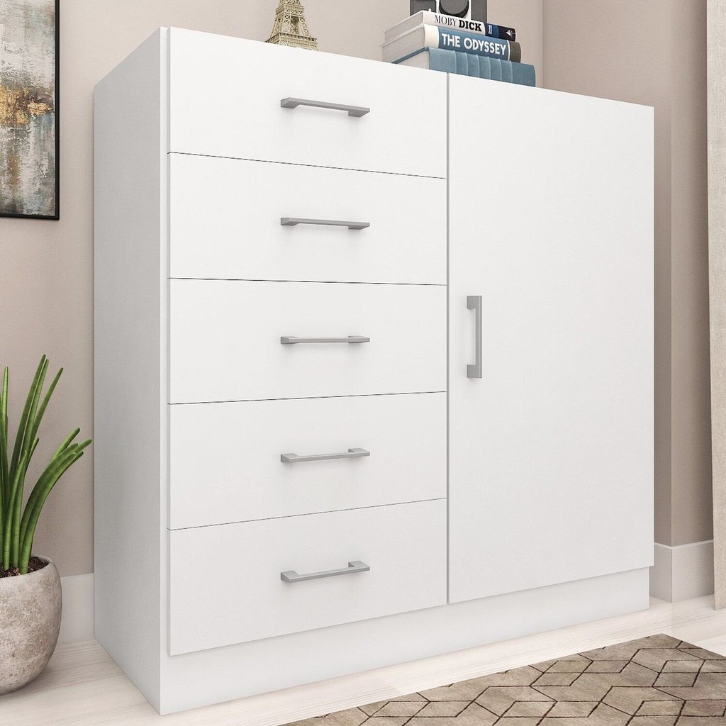 Cômoda para Quarto 1 Porta 5 Gavetas Miami Branco Cômoda para Quarto 1 Porta 5 Gavetas Miami Branco - Oferta na Shopee