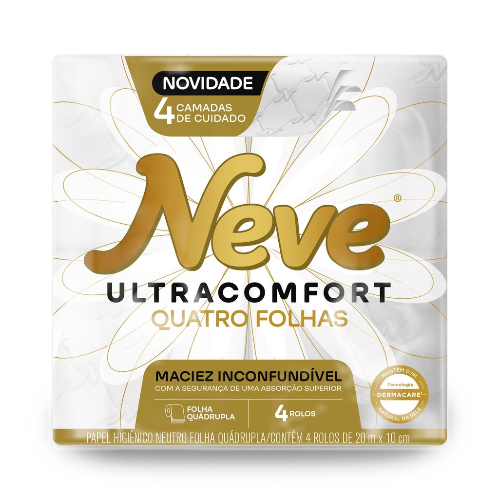 Papel Higiênico Neve Folha Quadrupla Neutro Ultracomfort 20m Pacote 4 unidades - Oferta na Shopee