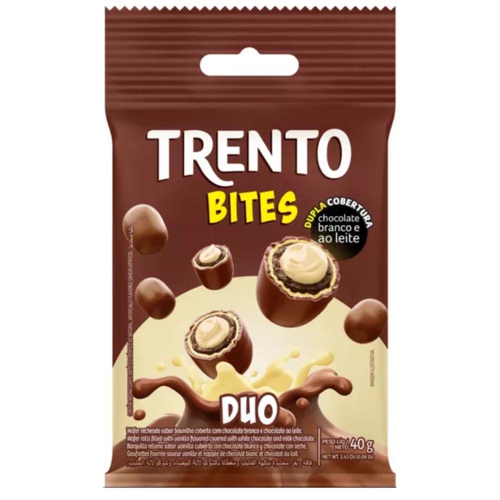 Chocolate Trento Bites Duo Chocolate Branco e ao Leite 40g - Oferta na Shopee