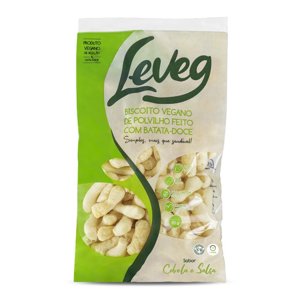Biscoito Vegano Leveg de Polvilho Feito com Batata-Doce Sabor Cebola e Salsa 90g - Oferta na Shopee