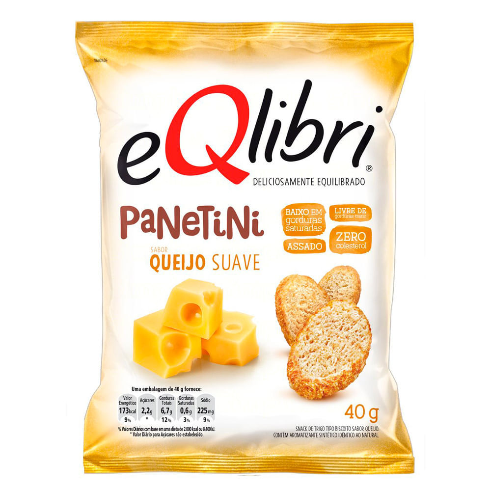 Biscoito EQlibri Panetini Sabor Queijo Suave com 40g - Oferta na Shopee