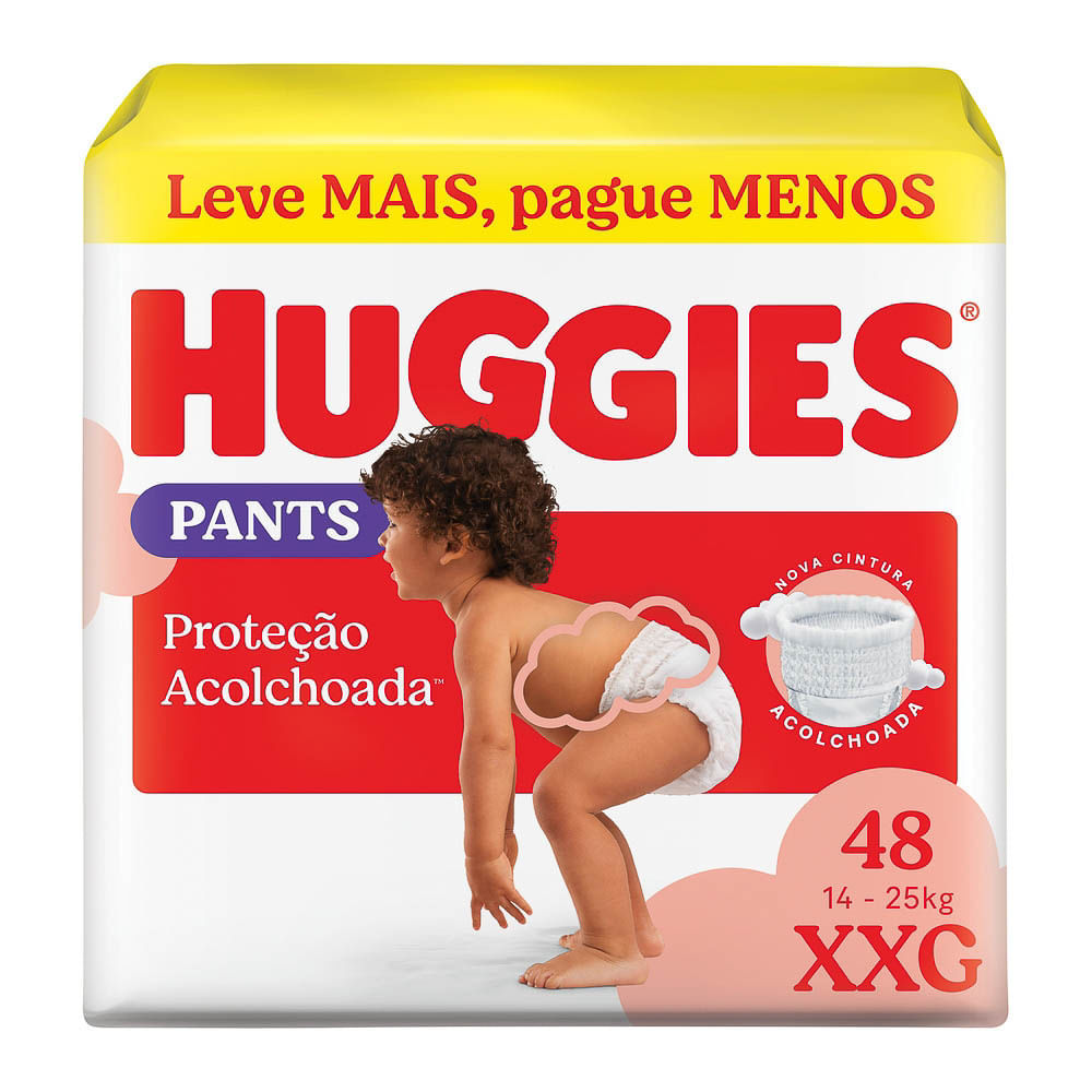 Fralda Huggies Supreme Care Pants Roupinha Proteção Acolchoada Tamanho XXG Pacote Hiper 48 Unidades Descartáveis - Oferta na Shopee